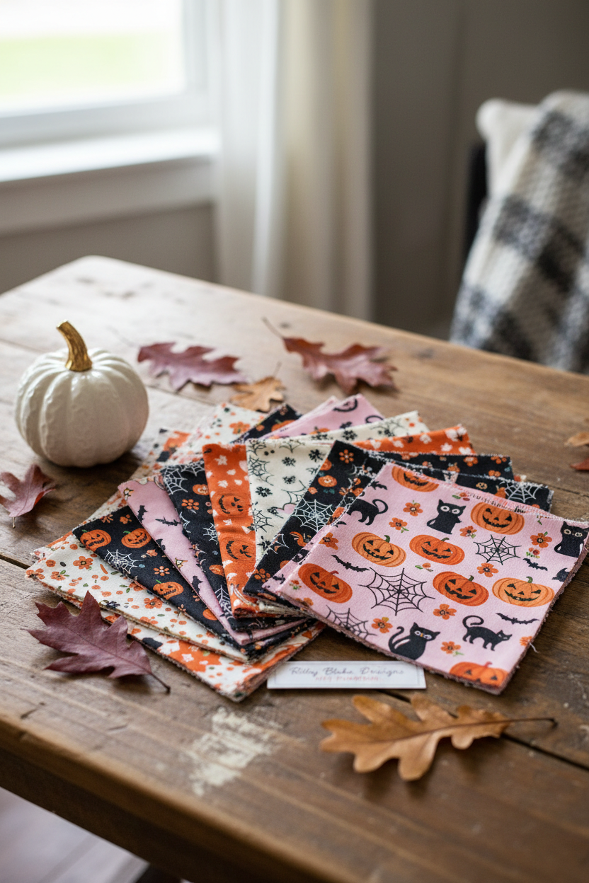 Hey Pumpkin Charm Pack – Riley Blake | 42 pcs 5" Squares | Halloween Quilting Fabric
